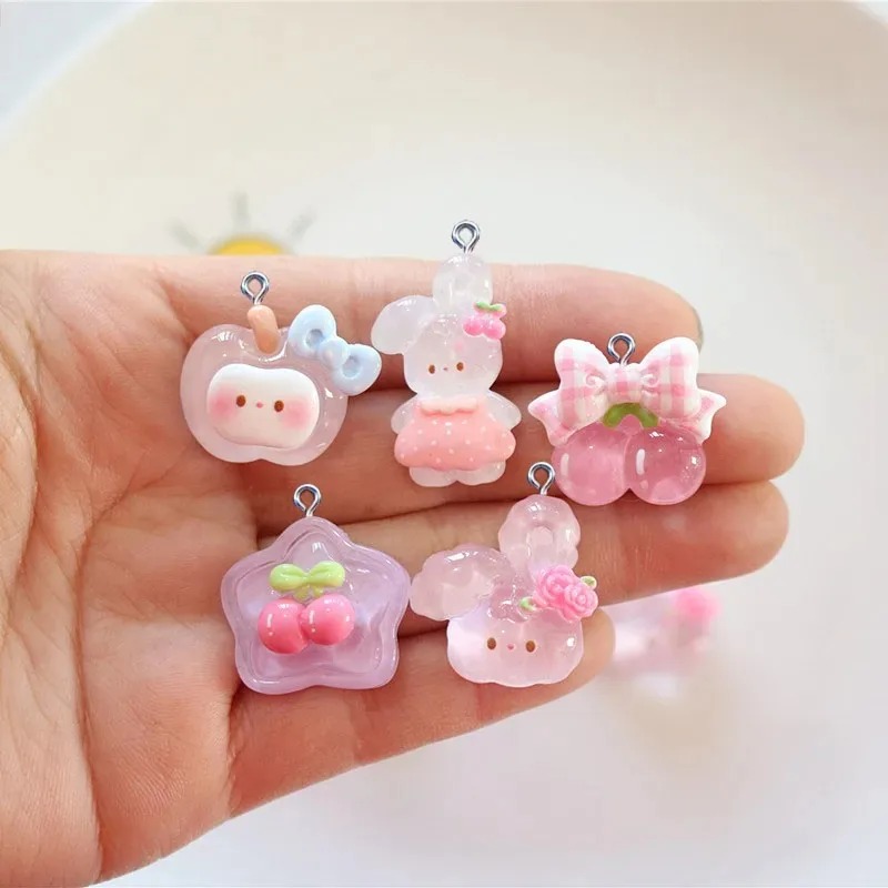 10Pcs Cute Cherry Rabbit Resin - đánh giá và giá Resin Crafts Diy