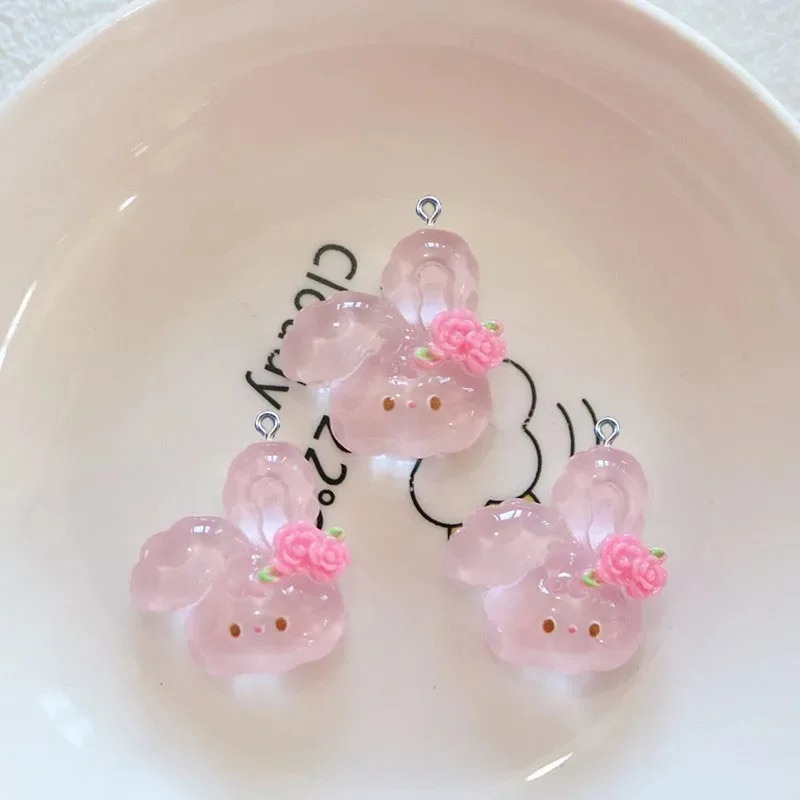 10Pcs Cute Cherry Rabbit Resin - đánh giá và giá Resin Crafts Diy